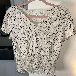 Japna Polkadot Blouse, Large, Cream/Tan and Brown